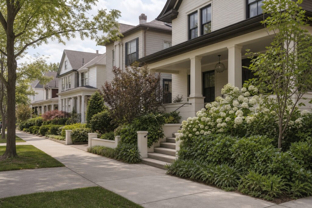 New York neighborhood with well-kept homes and quiet residential streets, an established residential neighborhood